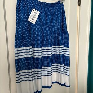 Blue and White Polka Dot Skirt